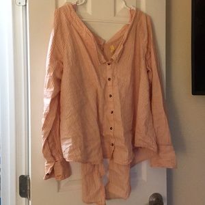 Pink Free People Button Down